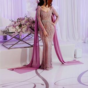 Chic Long Sleeve Purple Gown